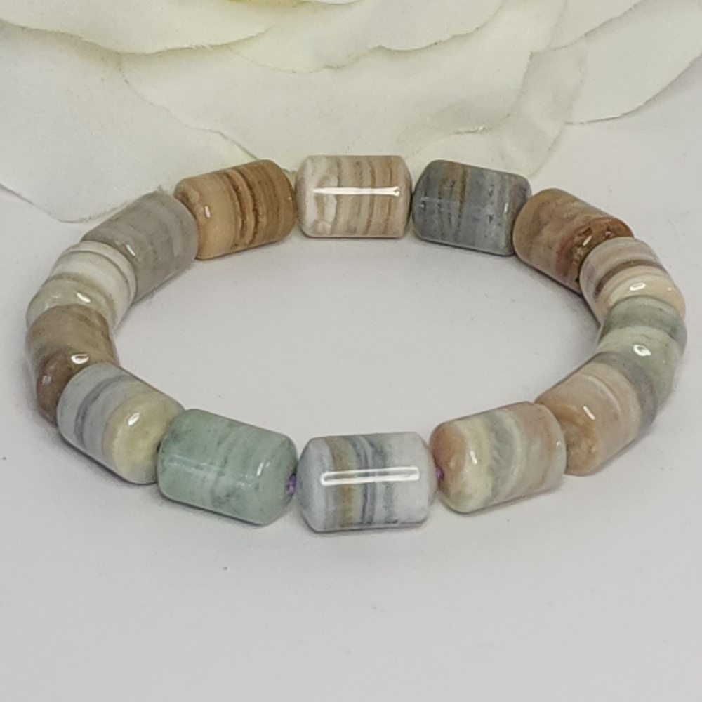 Multicolor Alashan barrel Stone Beaded Bracelet
